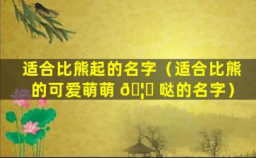 适合比熊起的名字（适合比熊的可爱萌萌 🦅 哒的名字）